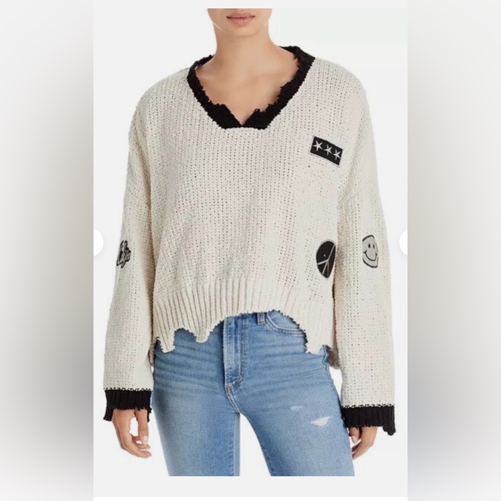 Vintage Havana Distressed Ripped Patchwork Sweater M - Picture 2 of 10